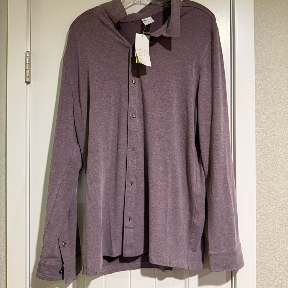 🍯Men’s Purple commuter Button-Up Shirt